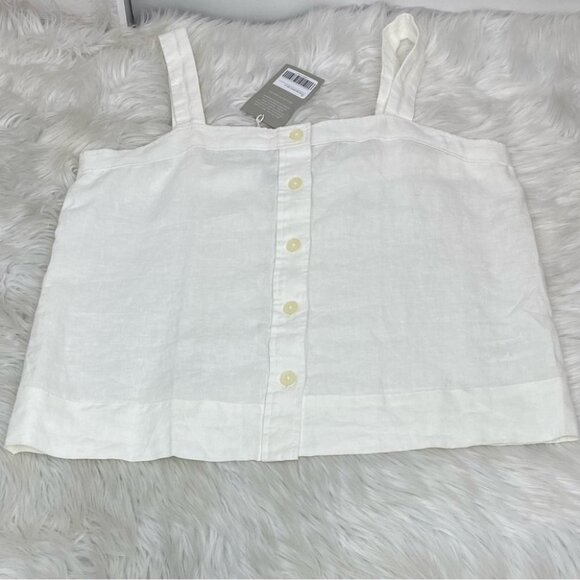 Everlane Women's NWT White The Linen‎ Picnic Square Neckline Tank Top 14/C40 - Picture 6 of 8